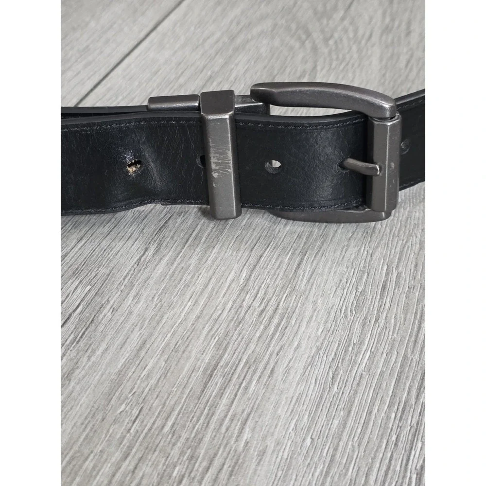 Levi‎ Strauss Leather Belt XL 42-44 Mens Black Gunmetal Buckle Genuine Leather